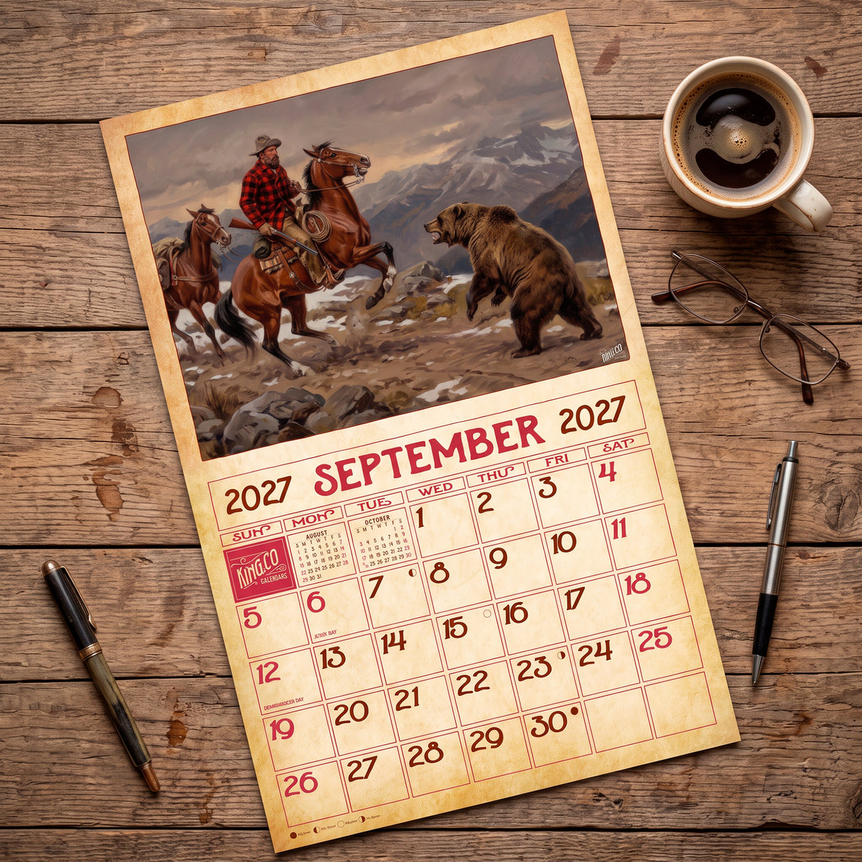 2027 Vintage Old West Wall Calendar – 16-Month Western Art