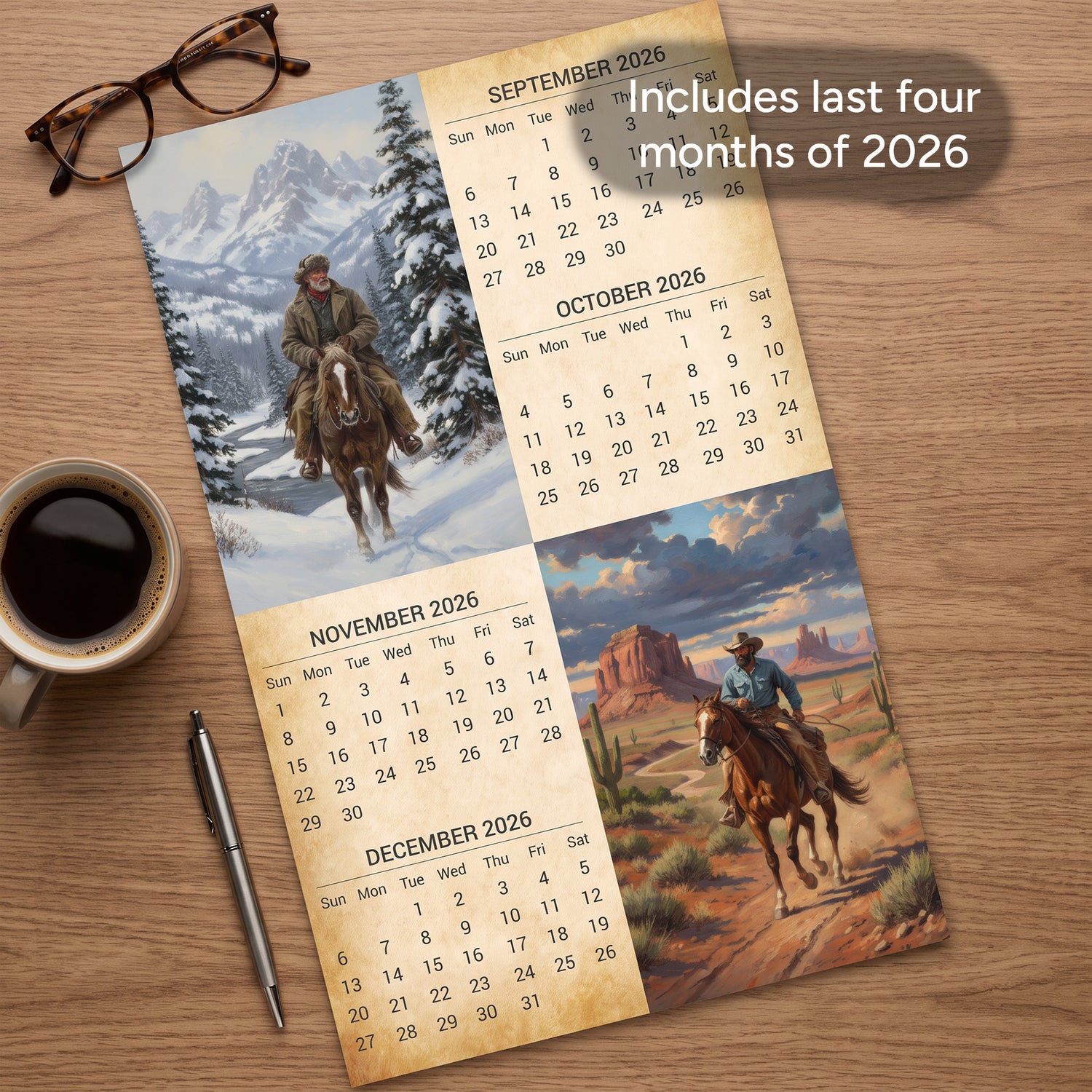 2027 Vintage Old West Wall Calendar – 16-Month Western Art