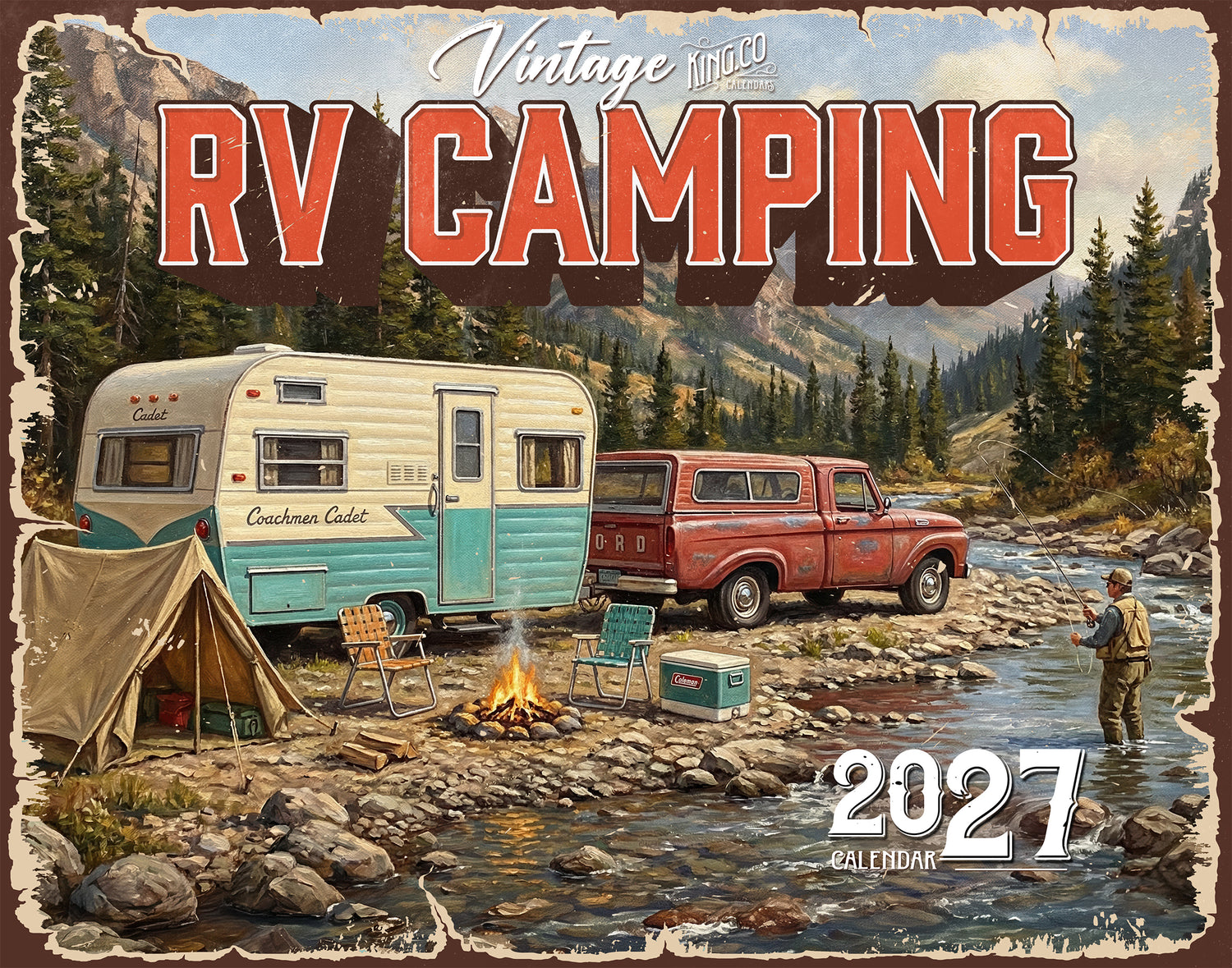 2027 Vintage RV Camping Wall Calendar – 16-Month Retro Art