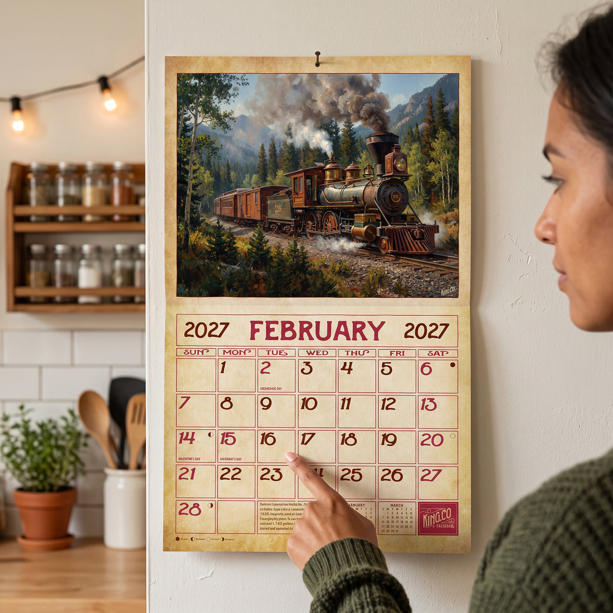 2027 Vintage Trains Wall Calendar – 16-Month Railroad Art