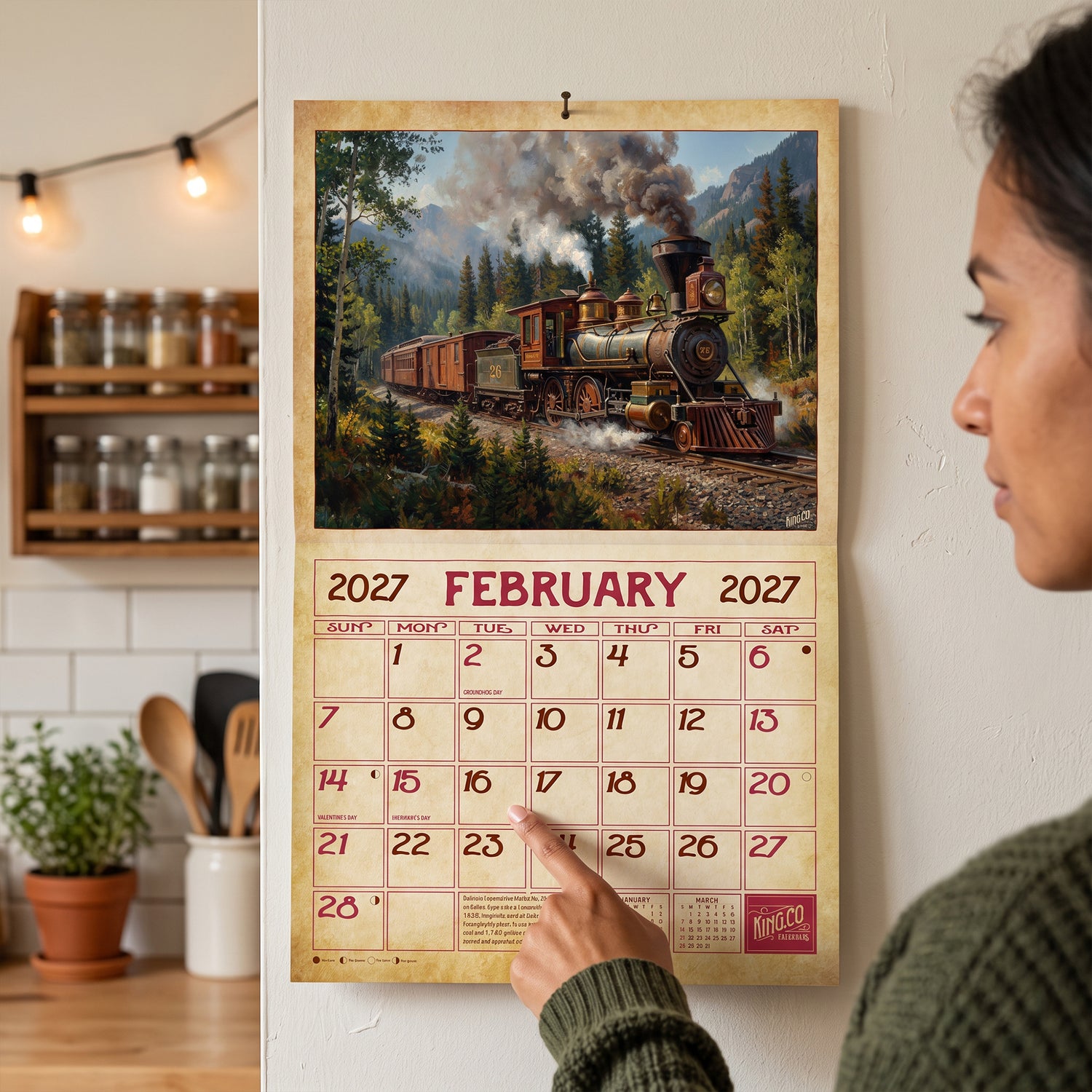2027 Vintage Trains Wall Calendar – 16-Month Railroad Art