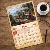 2027 Vintage Trains Wall Calendar – 16-Month Railroad Art