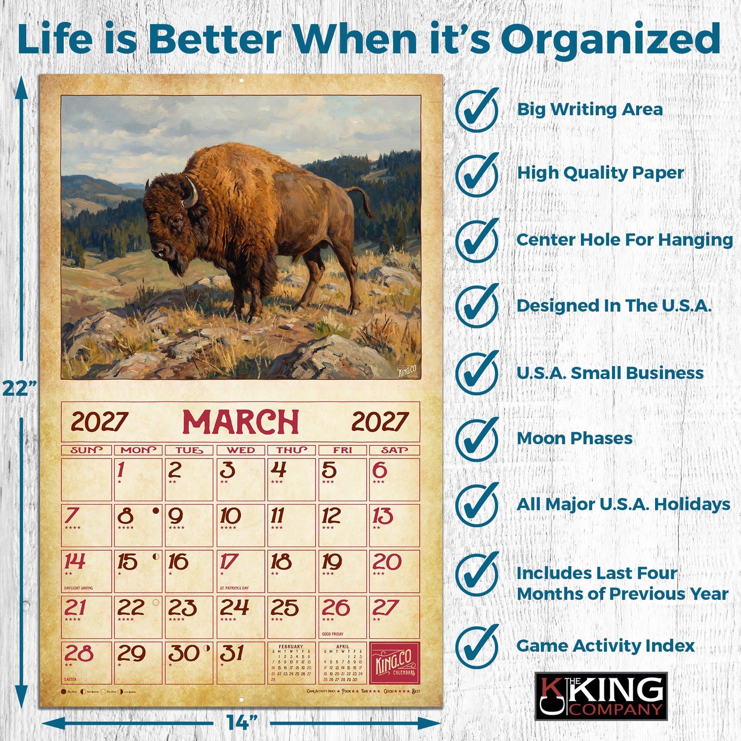 2027 Vintage Wildlife Wall Calendar – 16-Month Wildlife Art