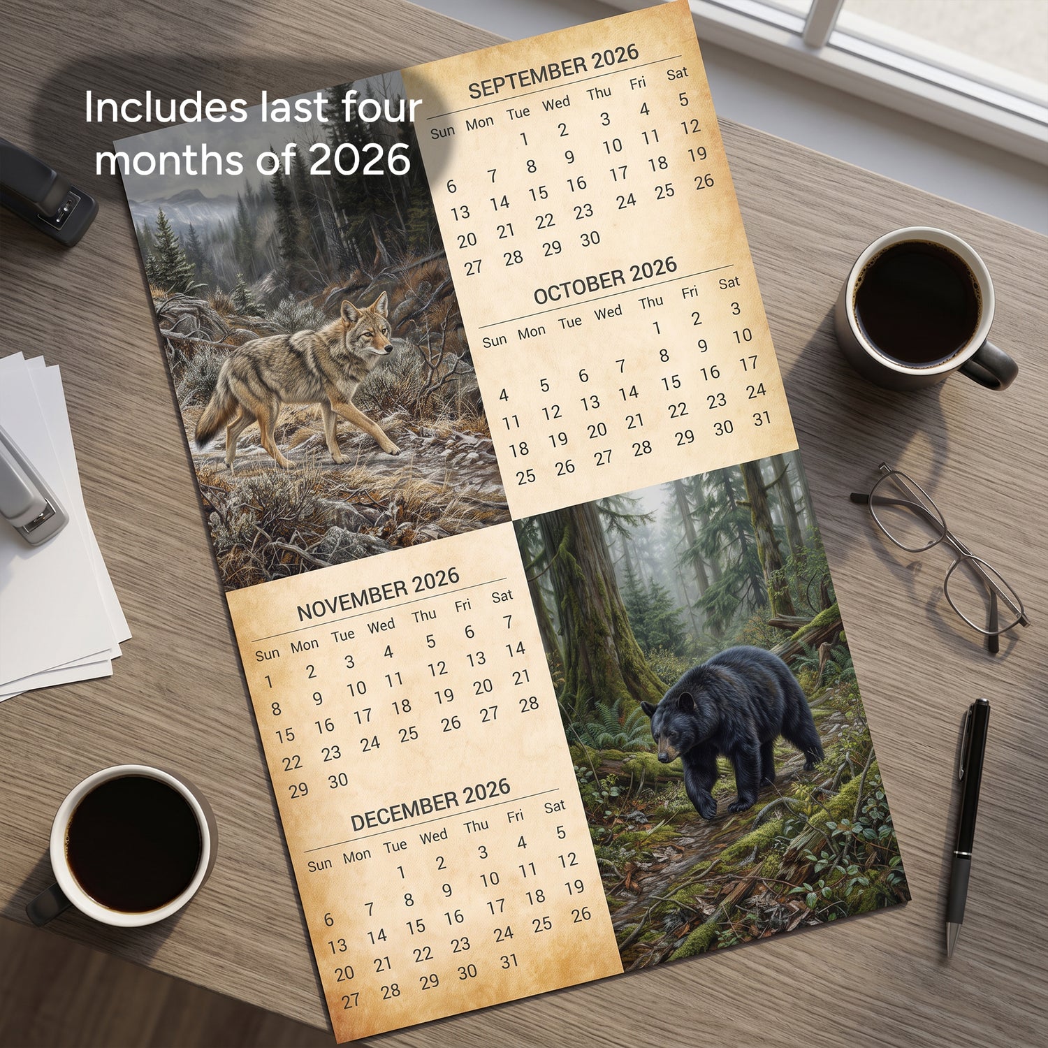 2027 Vintage Wildlife Wall Calendar – 16-Month Wildlife Art