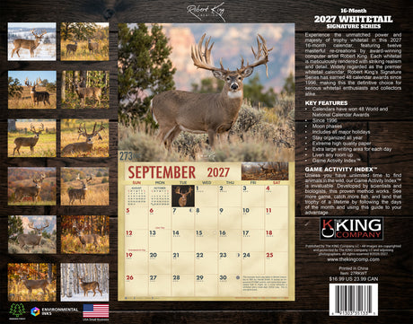 2027 Whitetail Signature Series Wall Calendar – 16-Month Bucks