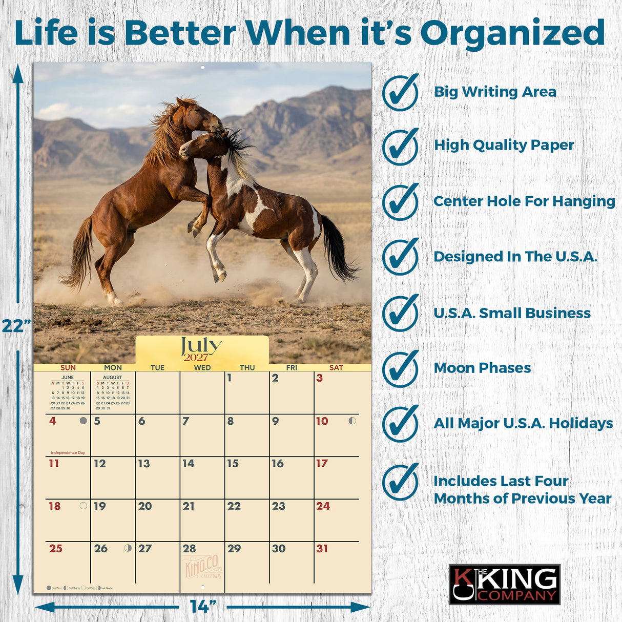 2027 Wild Horses Wall Calendar – 16-Month Mustang Photography