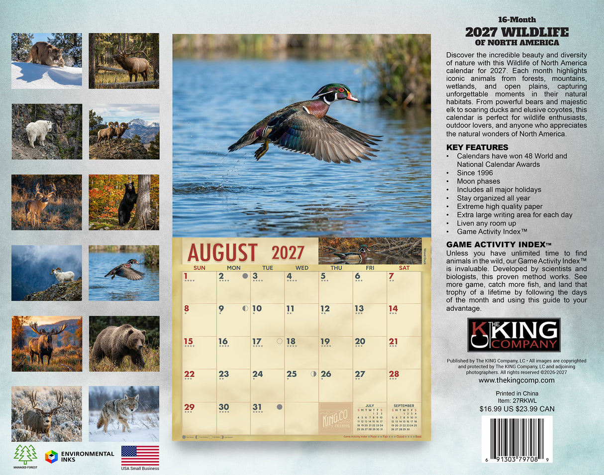 2027 Wildlife Wall Calendar – 16-Month North American Wildlife