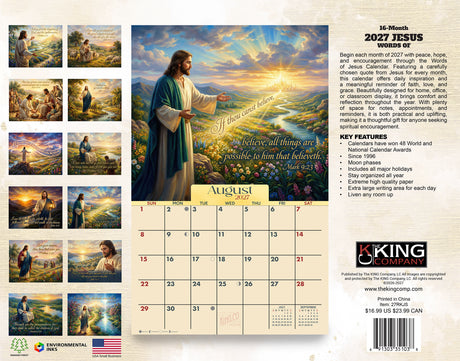2027 Words of Jesus Wall Calendar – 16-Month Scripture Art