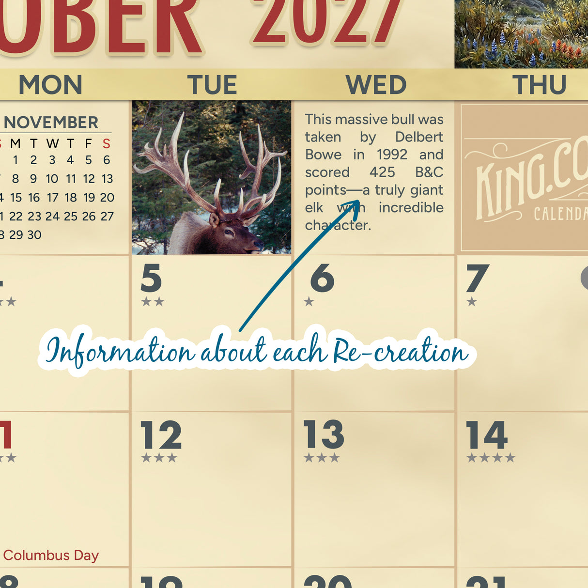 2027 Bucks & Bulls Signature Series Wall Calendar – 16-Month Deer & Elk