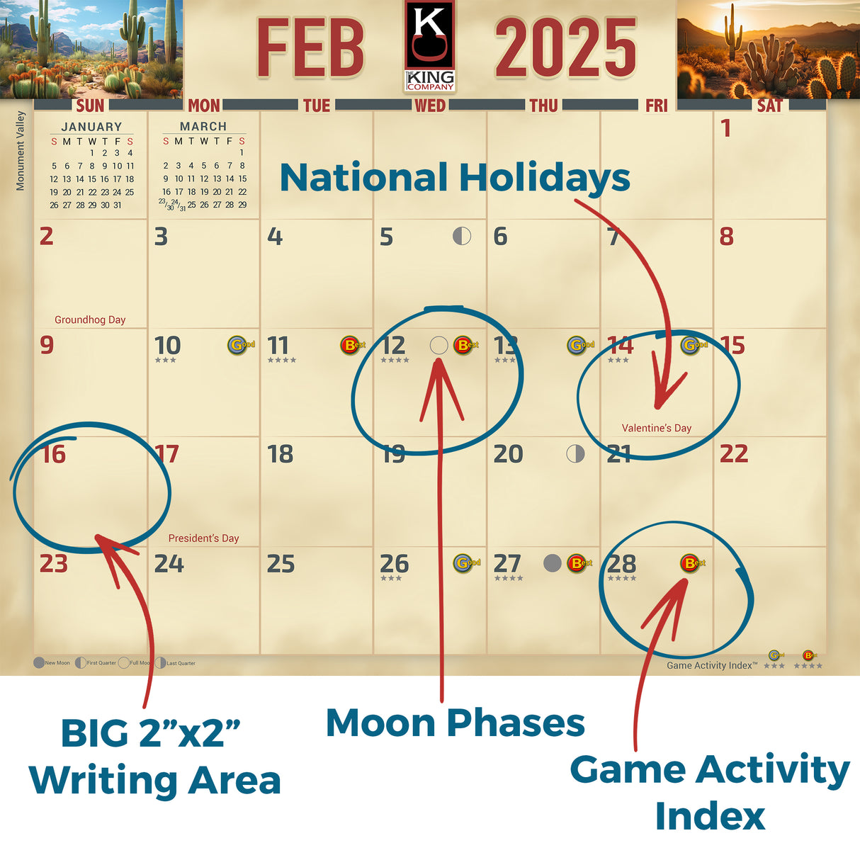 2025 Arizona Scenic Wall Calendar | Big Size 14"x22"